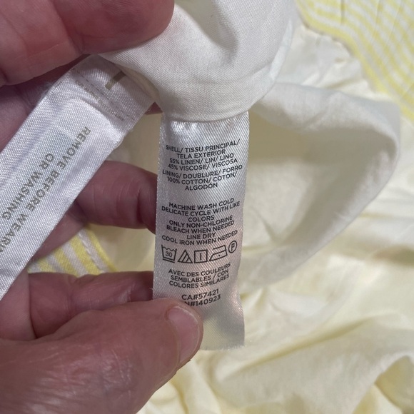 Loft. Size small wide leg linen yellow striped pants - Picture 8 of 15